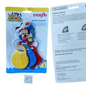 Evenflo Disney Babies Mickey Mouse 1997 90s Teether Charm Keychain